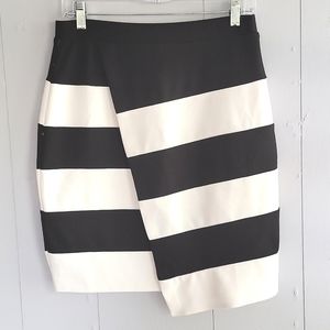 Spense Black & White Striped Skirt